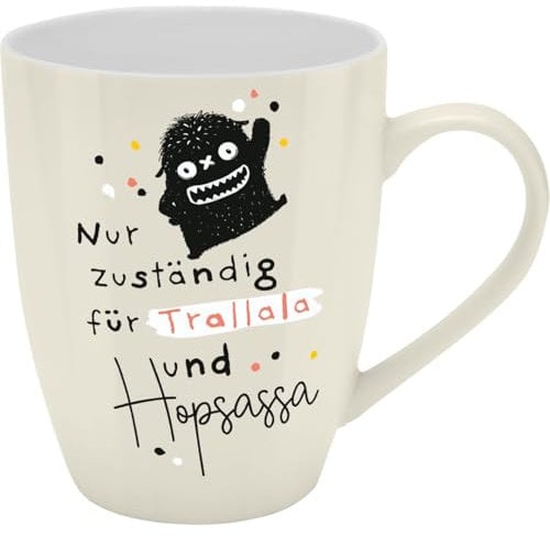H:) PPY life Becher mit Motiv Trallala | Tasse mit Spruch, New Bone China Porzellan, 35 cl, mit Geschenkbaderole | lustiges Geschenk, Geburtstag | 74188