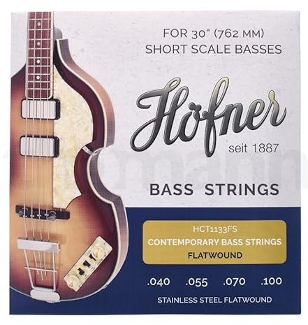 Hofner HCT1133FS Flatwound Contempory Basssaiten für kurze Bassstärke, Stärke .040, .055, .070, .100