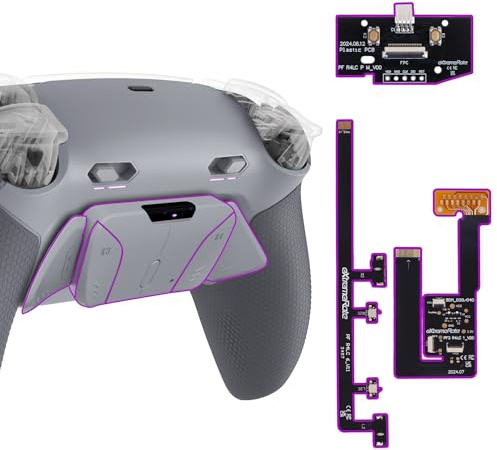 eXtremeRate RISE4 Plus Max Palettes pour ps5 Manette BDM-030 040 050 Remap Kit Programmable,Coque Arrière pour ps5 avec Boutons Contrôle Gâchette & Clicky Trigger Stop-Gris Plomb Foncé