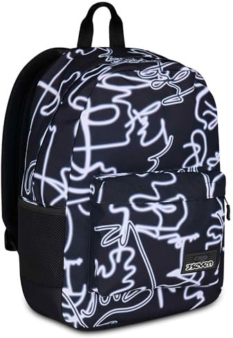 Seven Zaino Scuola Ischoolpack, Nero, Zaino Americano con Power Bank Integrato e Tasca Porta Tablet, Scuola, Bambini e Ragazzi