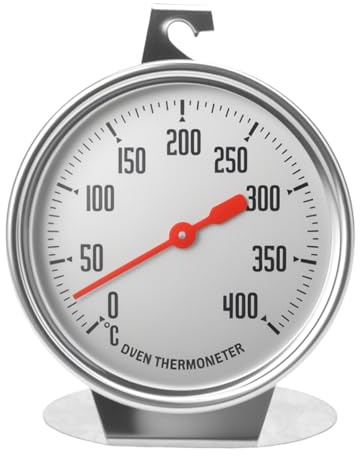 WPPQWP ugnstermometer (0–400 °C), rostfritt stål, ugnstermometer, ugnstermometer, hängande och stående, 7 cm stor urtavla, för bakning och matlagning i ugnen/elspis