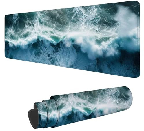 Blue Mouse Mat 900x400x3mm,Seawater Mouse Pad,Extra Large Gaming Mousepad Waterproof,Desk Protector Mat with Anti-Slip Base,Computer Keyboard Pad for Gaming,Office and Home,Gift F-62