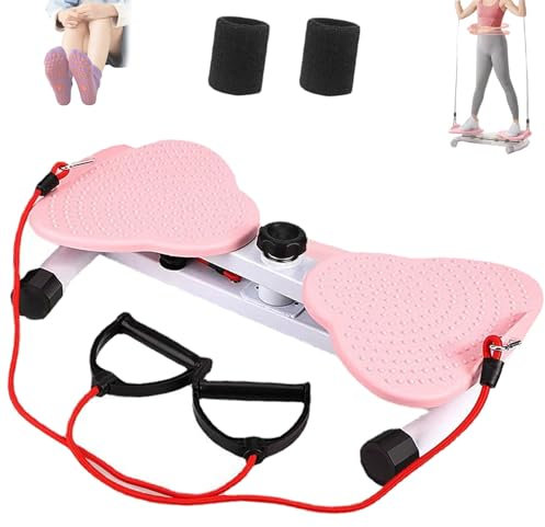 Flexforge Pilates Twister, Waist Twister Maschine Übung mit Widerstandsbändern, Geräuschloser Core Trainer, Multifunktionales Pilates Board für Bauch Fettabbau, Home Gym Equipment (Rosa)