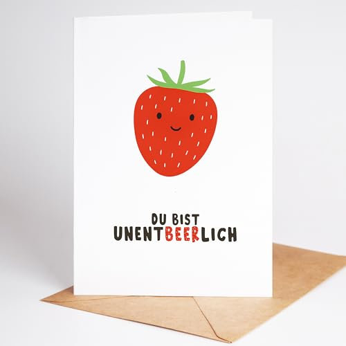 Lovely Cards - Du bist unentbeerlich - Erdbeere - Geburtstagskarte Freundin - Geschenk für eine Freundin - Karte Geburtstag Frau - Karte Freundschaft - Beste Freundin Karte - A6