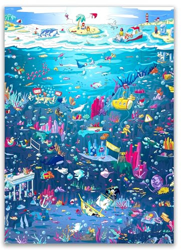 1000 Piece Jigsaw Puzzle for Adults – Deep Ocean Hidden Object Puzzle – Premium Gift with Augmented Reality Experience