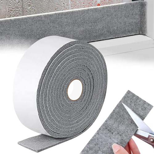 wordmouk 7cm x 4m Fenster Filz Kondensationsabsorber Filzband Selbstklebend Filzstreifen Kondensationsstreifen Klebefilz Filzklebeband Anti Condensation Feuchtigkeitsabsorber für Schutz Fenster, Grau