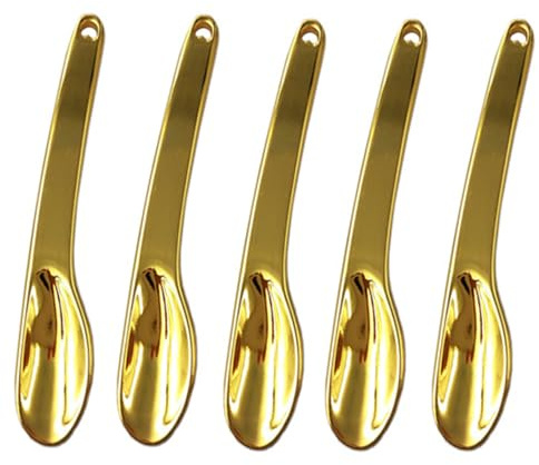 NIYANGLE Gesichtskosmetiklöffel 5 Stück Goldener Kosmetikspatel für Augencreme und Salben Anwendung Hygienisch für Trockene Haut und Tagespflege