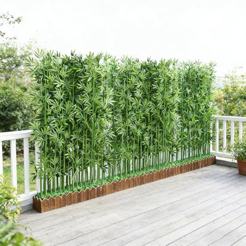 SEIFE Piante di bambù artificiale per esterni – Pannello divisorio in finto bambù con fioriera, albero di artificiale per decorazione e privacy su patio(50 cm Base+11 Bamboo,1.5m/4.9ft)