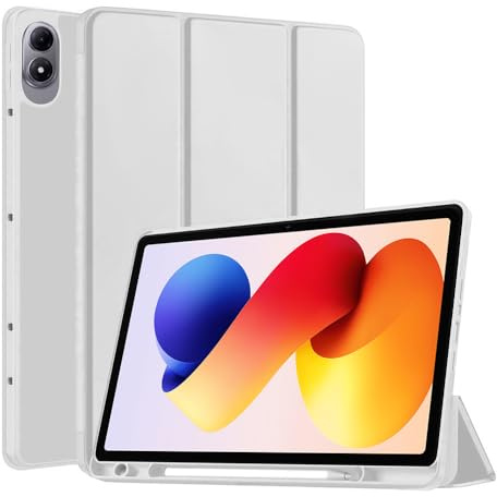 Techsuit für Xiaomi Redmi Pad 2 Pro Hülle mit Stifthalter, Dreifach Ständer, Schlankes Design, Anti Fingerabdruck, Präzise Aussparungen, Flex Trifold Series, Grau