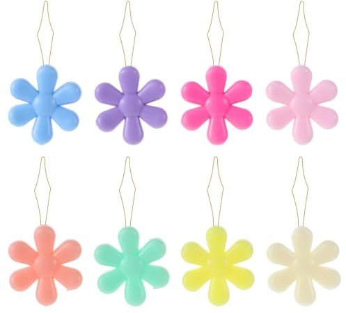 guduling Lot de 50 enfile-aiguilles avec fleurs, acrylique + acier inoxydable, 4,5 x 2,2 cm, pour couture à la main, point de croix et broderie (couleurs aléatoires)