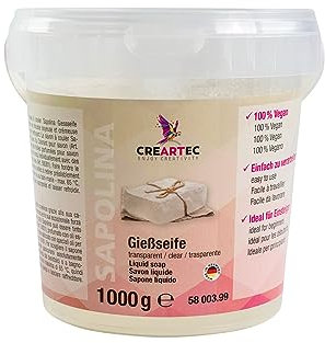 Artidee CREARTEC - Gießseife Transparent - zur Herstellung von individuellen Seifen - Seifenherstellung -1kg - Made in Germany