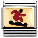 Nomination Composable Classic Sports Edelstahl, Email und 18K-Gold (Snowboarder ROT) 030203