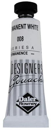 Daler-Rowney Designer's Gouache 15 ml Tube, Permanent White, Professional Artists