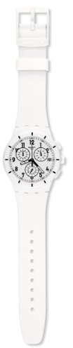 Swatch - SUSW402 - Montre Mixte - Quartz Chronographe - Chronomètre - Bracelet Silicone Blanc