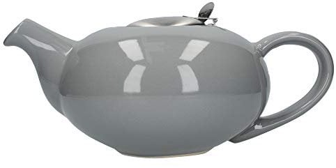 London Pottery Pebble Teapot with Infuser for Loose Tea, Stoneware, Gloss Light Grey, 4 Cup (1 Litre)