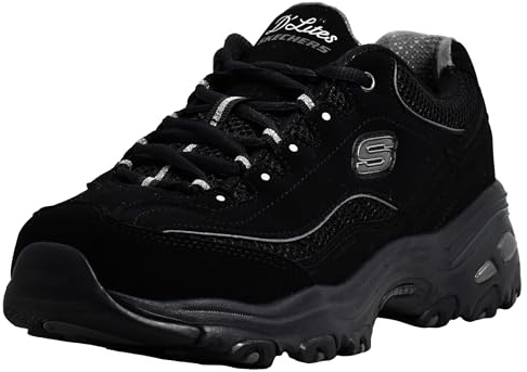 Skechers Women's D'Lites-Play On Sneaker, Black/Black, 7.5 Wide