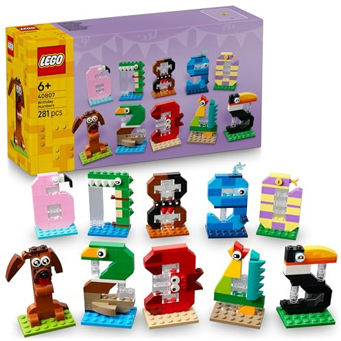 LEGO Birthday Numbers Toy - Cake Topper w/Animals incl. Dog, Spider & Whale - Table & Party Decorations or Counting Game - Gift idea for 6+ Year Old Boys & Girls - 40807