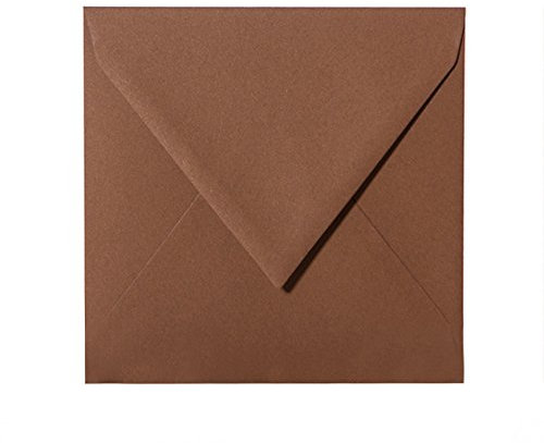 Paper24 25 Briefumschläge quadratisch 155x155 mm, 120 g/qm, Umschläge 155x155 mm in Schoko