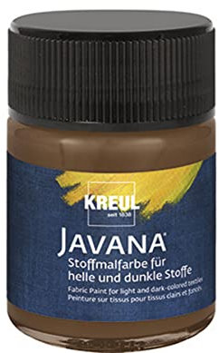 KREUL 91959 - Javana Stoffmalfarbe für helle und dunkle Stoffe, 50 ml Glas rehbraun, brillante Farbe auf Wasserbasis, pastoser Charakter, zum Stempeln und Schablonieren, nach Fixierung waschecht