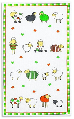 Baumwoll Geschirrtuch TRIOLINO Druckmotiv Format 45 x 70 cm, Größe:45 cm x 70 cm;Farbe:Bunte Schafe