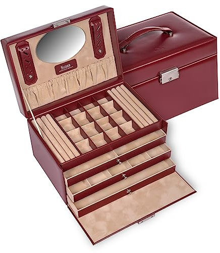 Schmuckkasten Lena new classic/rot (Leder)