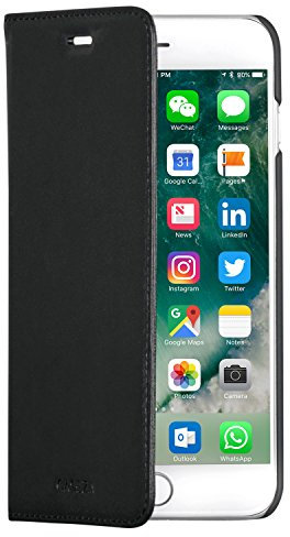 CASEZA iPhone 8 Plus Flip Case/iPhone 7 Plus Flip Case Black Oslo PU Leather Premium Vegan Leather Wallet Book Folio Cover for the Original Apple iPhone 8 Plus & 7 Plus - With Magnetic Closure