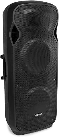 VONYX AP215ABT Dual 15 Bluetooth Active DJ Speakers, 1200W Powered Party Speaker with USB MP3 Player, SD Input, AUX, XLR Microphone Ports & RCA Line-in (Single)