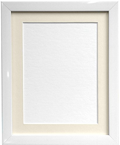 FRAMES BY POST 20mm White Picture Photo Frame with Ivory Mount 50 x 40cm For Pic Size 40 x 30cm (Plastic Glass)