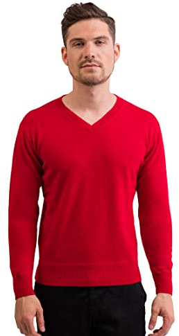 100% Kaschmir Herren Pullover | Sweater V-Ausschnitt 2-fädig