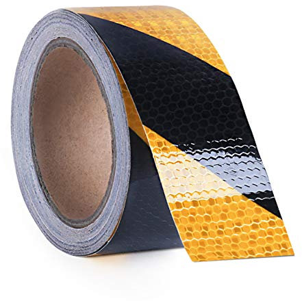 ONTWIE 5cm*10m Nastro riflettente Sicurezza Conspicuity Attenzione Warning Sticker Hazard Caution Tape Giallo/Nero
