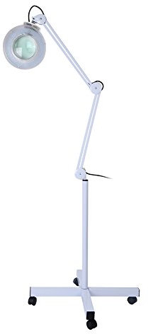 SOULONG 5 X Lampe Loupe Grossissante LED sur Pied, 220-240V Lampe Loupe Esthétique Atelier avec Bras Réglable Pivotant pour Cabinet Médicale, Salon de Beauté, Cliniques, Tatouage, Spa (Blanc)
