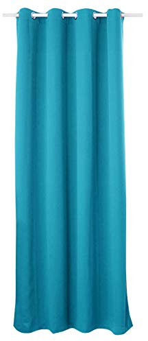Laneetal Verdunkelungsgardine mit Ösen 1 Stück Vorhang Blickdicht Verdunklungsvorhang in Türkis 135x175 cm Thermovorhang für Schlafzimmer Gardine Lichtundurchlässig Ösenschal Ösenvorhang