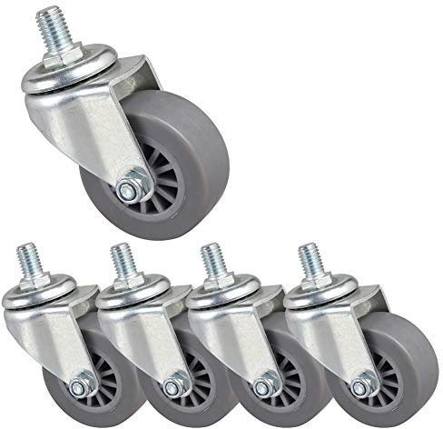 BMYY^^ 5 Gewinde M10 Lenkrollen für Möbel und Bürostuhl 50mm 2inch Lenkrollen 160kg Leise Gummi Universal- Lager für kleine Rollen für das Regal Krippe Wagen