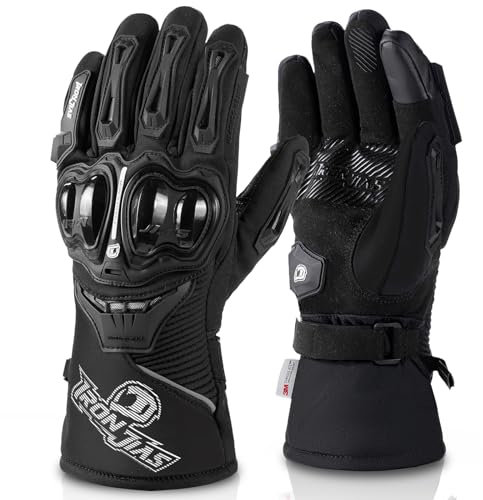IRON JIA'S Gants Moto Hiver Chaud Gants de Protection imperméable Coupe-Vent GUANTES luvas écran Tactile-Noir-M
