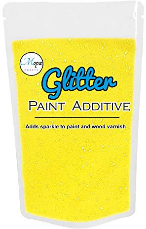 Mopa Crafts Yellow Neon Glitter Paint Crystal Additive 100g for Emulsion Paint - for use with Interior/Exterior Wall, Ceiling, Wood, Metal, Varnish, Dead Flat, Matt, Soft Sheen or Silk Paints