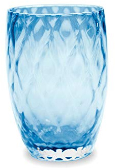 Zafferano Losanghe Tumbler, Wasserglas Trinkglas grau, handgefertigt mit Rautenmuster mundgeblasen (Aquamarin)