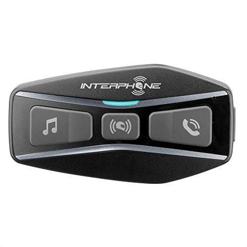 Interphone UCOM4 - Einzelpack - Bluetooth 5.0 Intercom for Motorcycle, Group Use at 4, Distance 1 Km, Autonomy Up to 15 Hours, Mp3, GPS, IP67 Waterproof, Universal, Black
