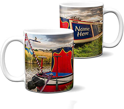 KRAFTYGIFTS Personalised Canal Mug Barge Narrow Boat 11oz Ceramic White Cup Gift KSU14