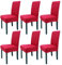 Leeyunbee 6 Pièces Housse de Chaise Moderne élastique, Amovible Lavable Extensible Housses de Chaise de Salle à Manger, Couverture de Chaise pour Décor Salle à Manger, Hôtel et Mariage (Rouge)
