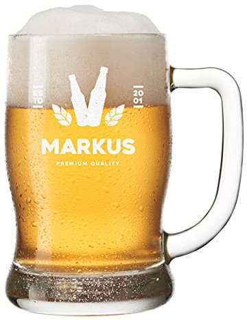 Leonardo - Boccale da birra con motivo a scelta, 0,5 litri, capacità utile: boccale da birra personalizzato per veri intenditori, regalo da uomo, motivo bottiglie di birra con luppolo
