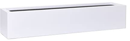 VIVANNO Blumenkasten Balkonkasten Pflanzkasten Fiberglas FLOBO weiß - 15x80x17 cm