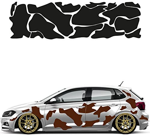 Camouflage Auto Aufkleber Set 15 Teilig Autodekor KFZ Seitenaufkleber Tuningset Camper Wohnwagen Premiumfolie (Braun)
