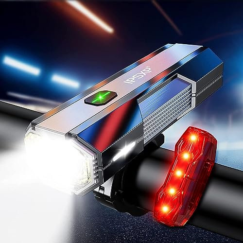 IPSXP Luces Bicicleta Delantera y Trasera Recargable USB 3000mAh, Super Brillante 3000 Lumens Luz Bicicleta, IPX6 Impermeable, 4+5 Modos & 12 Horas de Batería, para Ciclismo de Montaña y Carretera