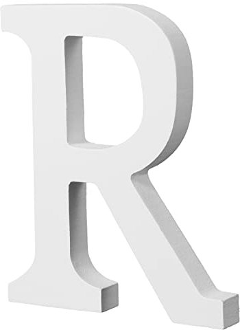 10cm Stehende Holzbuchstaben, leichte Naturholz-Alphabet-Buchstaben Große Holzbuchstaben zum Basteln, unbehandelte Holzdekorationen für Zuhause, Wand, Party, Dekoration, DIY-Projekte (R, Weiß)