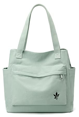 CORIOS Damen Handtasche Canvas Schultertasche Multifunktionale Henkeltaschen Casual Unterarmtasche Henkeltasche Tragetasche Tote Beutel für Arbeit Schule Shopper Reise Alltag Grün
