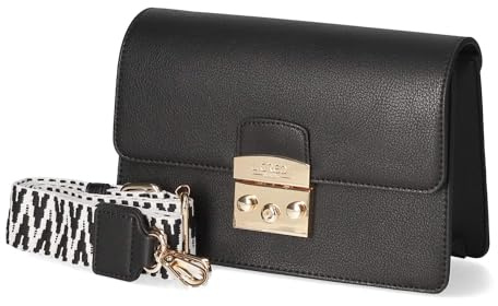 L.CREDI Damen-Flap-Bag Kiara Tornistertasche Handtasche mit Zierschloss 22x8x15
