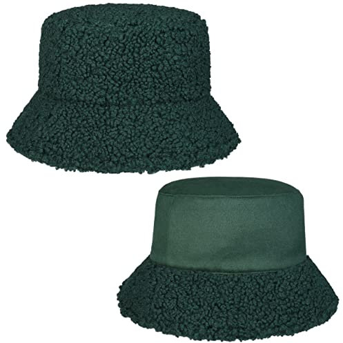 Seeberger Teddy Fur Wendehut Bucket Hat Fischerhut Kunstfellhut Damenhut Stoffhut Damen - Winter Herbst-Winter - One Size dunkelgrün