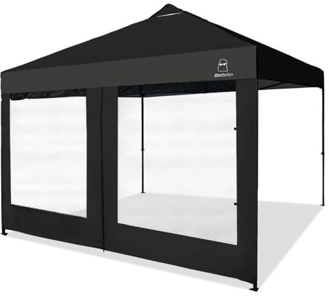 MordenApe Netz-Seitenwand für 25,4 x 25,4 cm große Pop-Up-Baldachin, gerades Bein, kommerzielle Qualität, schwarze Netzwände mit Fenster und Tür, 1 Packung nur Baldachin, Seitenwand, schwarz