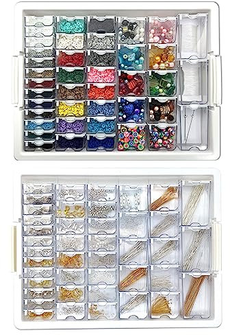 Bead Storage Solutions Elizabeth Ward Assorted Glass and Polymer Clay Bead Tray with Elizabeth Ward 1,111 Piece Assorted Jewelry Findings Tray