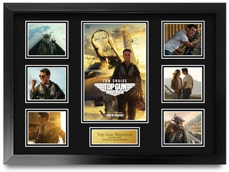HWC Trading Top Gun Maverick Geschenke Geducktes Signiertes Autogramm Präsentationsdisplay für Fans von Film Memorabilien - A2 Gerahmt